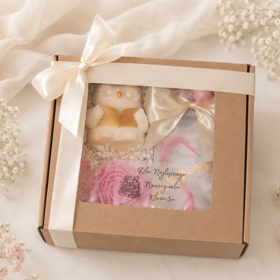 Personalizowany Box dla Nauczyciela Sowa z Książką Prezent na Zakończenie Roku Podziękowanie